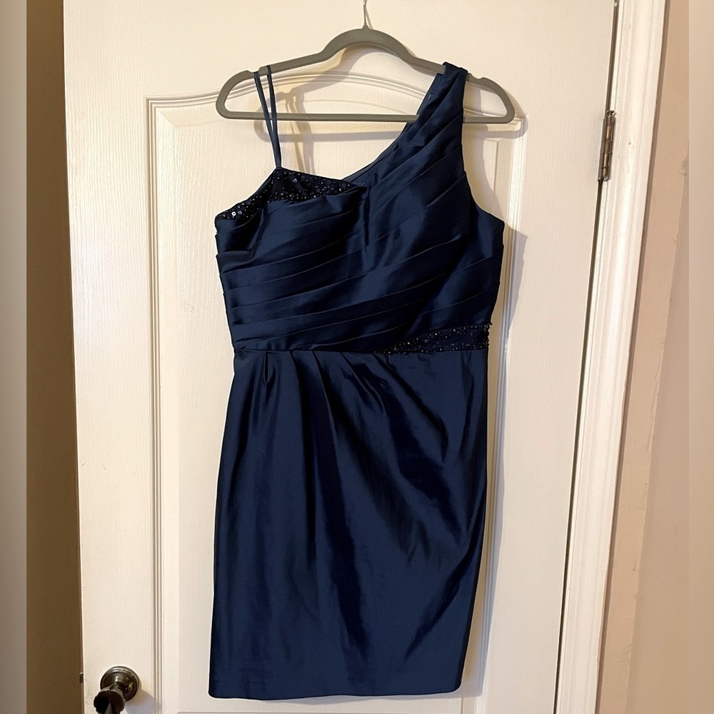Adrianna Papell for E! Live From the Red Carpet One Shoulder Blue Gown Size 14 - Picture 8 of 12